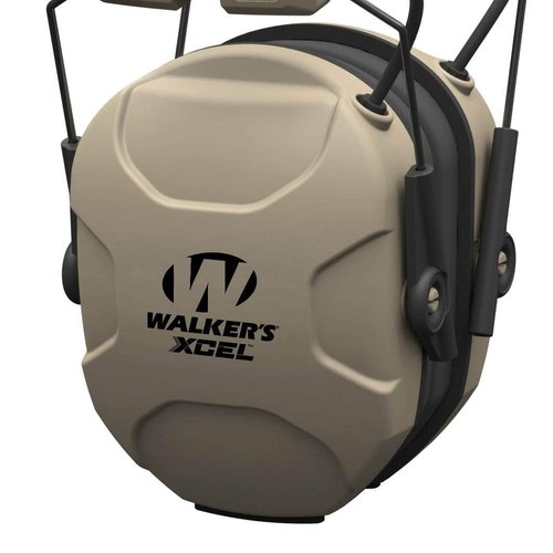 WALKER'S XCEL Digital Electronic Muff-26dB NRR Noise Protection Sound Enhancement Shooting Safety Earmuff, 2 AAA Batteries, Beige, One Size