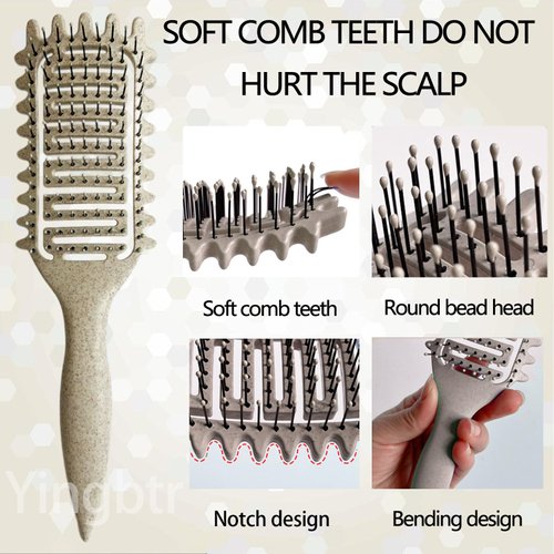 Curl Defining Brush,2024 Curly Hair Brush,Vented Hair Brush for Detangling, Shaping and Defining Curls For Women and Men Less Pulling (Beige)