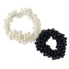 AKOAK Women and Girls Fashion Pearl Beads Hair Band Elastics Rope Scrunchie Ponytail Holder,Pack of 2,White and Black