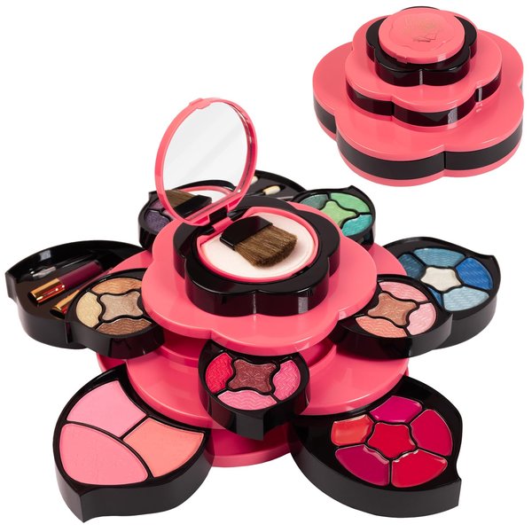 Toysical Makeup Kits for Teens - Flower Make Up Pallete Gift Set for Teen Girls and Women - Petals Expand to 3 Tiers - Variety Shade Array - Full Starter Kit for Beginners or Cosplay