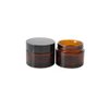 4PCS Brown Glass Face Cream Bottles With Screw Cap And Liner- Cosmetic Makeup Lotion Storage Container Jar Pot (5G)