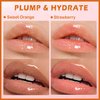 QIUFSSE Magic Color Changing Lip Oil Stain,2PCS Color Changing Lip Gloss Hydrating Lip Oil Tinted Shimmer Plumping Lip Glow Oil for Lip Care and Dry Lips (Strawberry + Orange)