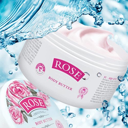 Bulgarian Rose Body Butter with Natural Rose Oil, Nourishing & Moisturizing, Hydrating Skin Care, Rejuvenating Rose Body Lotion