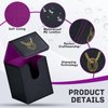 ZLCA Card Deck Box for MTG Cards with 2 Dividers, Card Storage Box Fits 100+ Single Sleeved Cards, PU Leather TCG Card Deck Case Holder for Magic Commander Yugioh (Black&Purple,Ring)