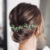 Casdre Crystal Bridal Hair Pins Rhinestone Bride Wedding Hair Piece Hair Accessories for Women and Girls (Pack of 2) (H Light Green)