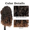 AISI BEAUTY Curly Ponytail Extension for Black Women Drawstring Ponytail Hair Extensions 14 Inch Synthetic Pony Tail Mix Brown Fake Ponytail with 2 Clips in(Mix Brown to Brown)