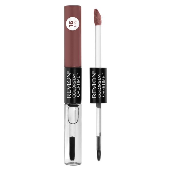 Revlon Liquid Lipstick with Clear Lip Gloss, ColorStay Overtime Lipcolor, Dual Ended with Vitamin E in Plums & Berries, 560 Taupe Time, 0.07 Oz