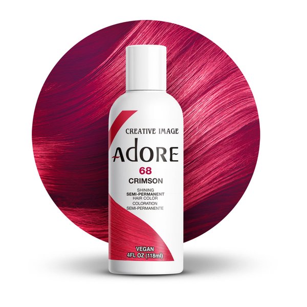 Adore Semi Permanent Hair Color - Vegan and Cruelty-Free Red Hair Dye - 4 Fl Oz - 068 Crimson (Pack of 1)