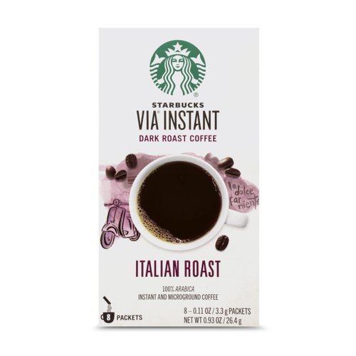 Starbucks VIA Instant Coffee, Dark Roast Coffee, Italian Roast, 100% Arabica, 12 boxes (96 packets total)