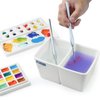 MEEDEN Ceramic Paint Palette, Paint Brush Wash Bowl, 2 Deep Well Artist Paint Palette, White Porcelain Watercolor Painting Dish, Large Capacity Paintbrush Washer for Watercolor Gouache Painting