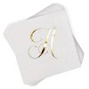 Gift Boutique 100 Gold Letter A Monogram Cocktail Napkins Disposable Paper Pack Elegant Metallic Golden Foil Hand Napkin for Powder Room Wedding Holiday Birthday Party Baby Shower Decorative Towels