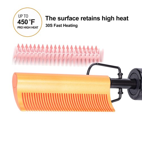 DAN Technology Curved Hot Comb,450℉ hot Comb Hair Straightener,Ceramic hot Comb, Heat Press Comb,Low and high Temperatures hot Combs for Natural Black Hair,Portable & Dual Voltage for Travel & Home
