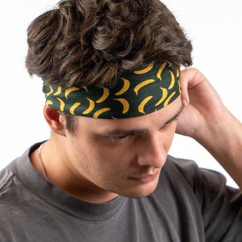 ChalkTalkSPORTS RokBAND Multi-Functional Food Themed Neck Gaiter or Headband | Banana Pattern | Black