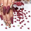12 Grids 3D Maple Leaf Nail Glitter Sequins Fall Nail Art Stickers Decals Holographic Laser Red Gold Yellow Orange Fall Glitter Leaves Designs Autumn Nail Charms Thanksgiving Nail Art Decorations