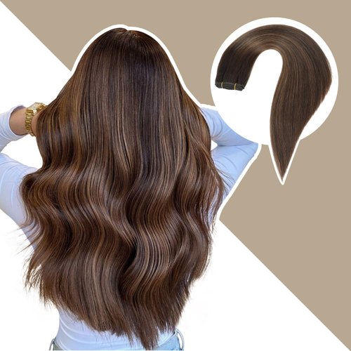 Jerriess Sew in Hair Extensions Real Human hair, Double Drawn Weft Hair Extensions human hair, Silky Soft &Shiny Human hair extensions sew in, 100g Balayage Dark Brown to Chestnut Brown, 16 inch