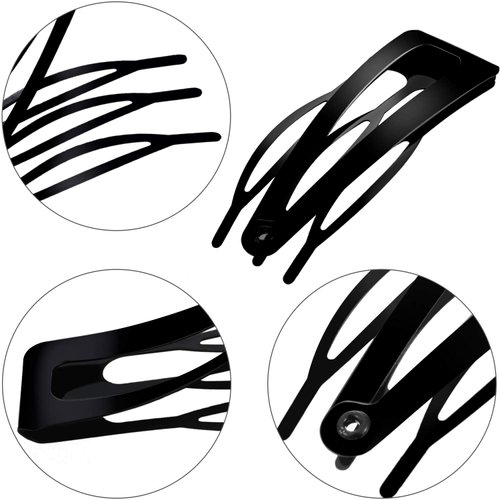 24 Pieces Double Grip Hair Clips Metal Snap Hair Clips Women Hair Barrettes for Hair Making, Salon Supplies (Black, 2 Inch)