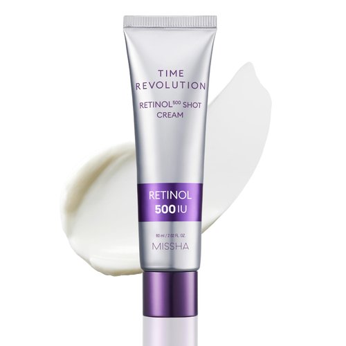 MISSHA Time Revolution Night Repair Retinol 500 Shot Cream 2.02 Fl oz - Advanced Korean Retinol Cream for Face, Skin Barrier Strengthening, Improved Elasticity & Radiance, Overnight Moisturization