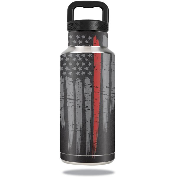 MightySkins Skin Compatible with Ozark Trail Water Bottle 36 oz wrap Cover Sticker Skins Thin Red Line