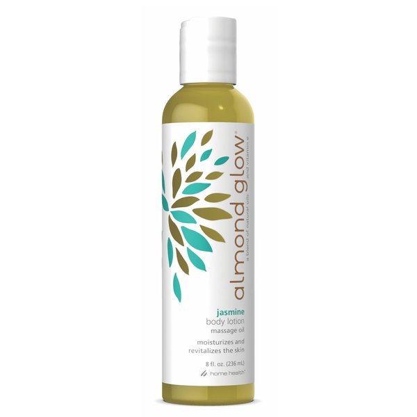 Home Health Almond Glow Body Lotion, Jasmine - 8 fl oz - Moisturizes & Revitalizes the Skin - Includes Vitamin E + Peanut, Olive & Lanolin Oils - Non-GMO, Vegetarian Friendly
