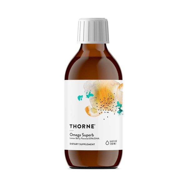 THORNE Omega Superb - Easy Dosing Fish Oil Liquid with EPA and DHA - Lemon Berry - 8.45 Fl Oz (250 ml)