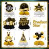 JULMELON Happy New Year Decorations 2025, 8 PCS New Years Honeycomb Centerpieces Table Decorations Black and Gold Table Toppers Decor for New Year Eve Party Supplies Favors