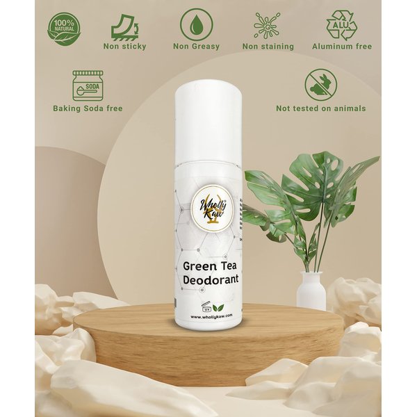 Aluminum free natural deodorant. With Green Tea. Dermatologist tested, baking soda free, oil free, non staining, non sticky. Clean and fresh scent providing protection up to 24 hours
