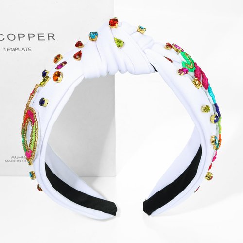 boderier Birthday Headbands for Women FABULOUS 40 Beaded Headband Crystal Embellished Wide Knotted Headband 40th Birthday Decorations Headband Birthday Gifts for Women(FABULOUS 40)