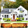 KatchOn, Happy Halloween Banner for Outdoor - 120x20 Inch | Orange and Black Happy Halloween Yard Banner | Happy Halloween Yard Sign for Halloween Yard Decorations | Halloween Banners for Outside