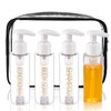 Travel Bottles Plastic Pump Bottle Dispenser TSA Approved 3.4oz/100ml 4 Pack Travel Refillable Shampoo and Conditioner Bottles Empty Travel Size Bottles for Cosmetic, Lotion, Liquid Soap (Clear)