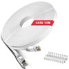WISCENT Cat 6 Ethernet Cable 50 ft White - Flat Internet Network LAN Patch Cords – Solid Cat6 High Speed Computer Wire with Clips& Snagless Rj45 Connectors for Modem, Router – 50 feet