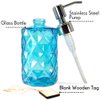 JASAI Diamond Design Soap Dispenser with 304 Rust Proof Stainless Steel Soap Pump, 12 Ounce Kitchen Soap Dispenser for Bathroom, Hand Soap, Dish Soap (Clear Blue) …
