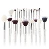 Jessup Brand 25pcs Professional Makeup Brush Set Beauty Cosmetic Foundation Powder Blusher Eyeshadow Blending Highlight Concealer Natural-Synthetic Hair Brushes Set (Pearl White/Silver)