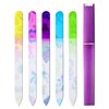 5 Pieces Glass Nail File Buffers with Cases, Colorful Printed Finger Nail Files Crystal Glass Nail Buffers Double Sided Manicure Tools for Women Men(Classic Pattern)