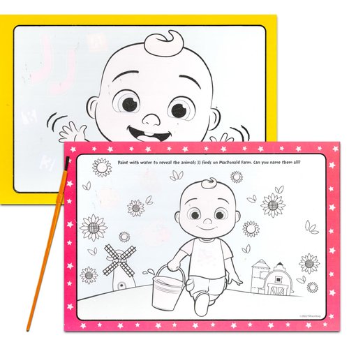 Cocomelon Paint With Water Set for Kids Toddlers Bundle ~ Reusable Mess Free Imagine Ink Book with Water Surprise Brush with Mini Coloring Book and Stickers (Cocomelon Water Painting Kit)