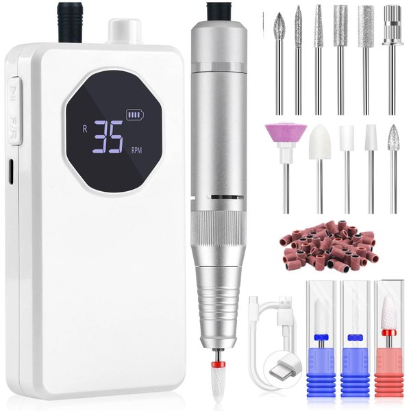 SAVILAND Electric Nail Drill Professional: 35000 RPM Acrylic Nail Drill Quick Removal Nail File with Drill Bits Sanding Bands for Nail Art Nail Care Manicure Pedicure Use Salon Home