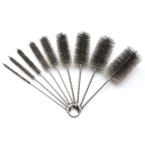 Pipe Cleaning Brush Set Stainless Steel Bristles, Stainless Steel Pipe Brush Steel Bottle Brush 9 Piece Variety Pack for Auto Parts, Bottles, Guns, Tubes, Etc.