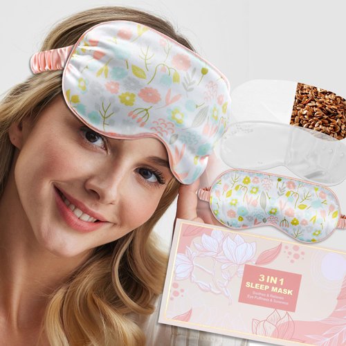 Cooling Eye Mask,Gel Eye Mask for Dark Circles,Migraines,Eye Surgery,Warm Compress for Eyes,Eye Mask for Dry Eyes,Blepharitis & Stye Eye Treatment,3 in 1 Weighted Eye Mask for Sleeping(Yellow)