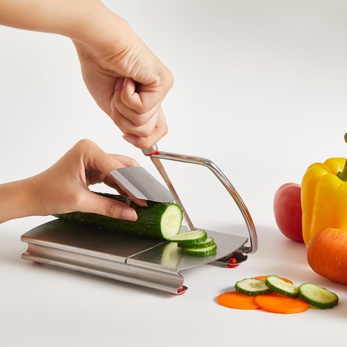 WGPG Stainless Steel Cheese Slicer Cutter, Multipurpose Cheese Slicer Food Cutter with Blade, Cheese Cutter Board Accurate Size Scale for Cutting Cheese Butter Vegetables Sausage Herbs & More