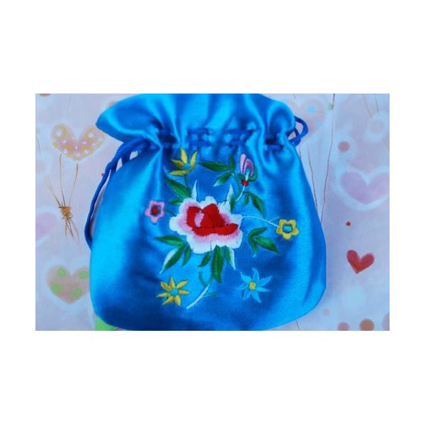 Embroidered Make-Up Bag - Blue
