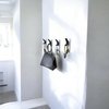 Wall Mounted Hooks for Towels, Coast, for Kitchen and Bathroom, Color Metal Hangers Adhesive or Whith Screws, Pack of 6, Silver (Black)