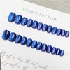 Glitter Press on Nails Short Square Fake Nails Cat Eye False Nails with Design Blue Acrylic Nails Artificial Glue on Nails Full Cover Stick on Nails for Women Girls Manicure Art 24Pcs