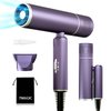 7MAGIC Foldable Hair Dryer, Powerful Ionic Blow Dryer for Fast Drying, Travel Hair Blow Dryer with Storage Bag, Lightweight Portable Hairdryer for Women, Cold/2 Heating/2 Speed Settings, Purple