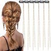 Chunyin Rhinestone Hair Chains Rhinestone Hair Accessories, Hair Extensions Pearl Hair Clip Rhinestone Hair Pins Hair Gems Rhinestones for Braids for Women 6 Count (Gold)
