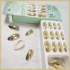 24Pcs Gold Chrome Metal Press on Nails Glossy Shine False Nails Gel Glue on Nails Sparkly Mirror Medium Almond Manicure Art Acrylic Fake Nails Stick on Nails with Chrome Design for Coquette Women