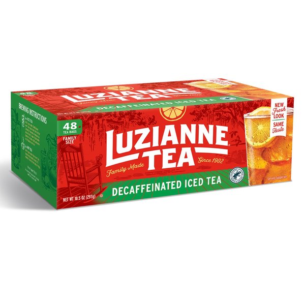 Luzianne Decaffeinated Iced Tea Bags, Family Size, 48 Count Box (Pack of 1)