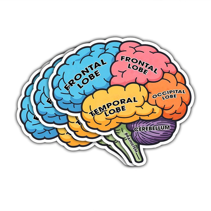 3pcs Human Brain Anatomy Sticker – Educational Neuroscience Vinyl Decal ...