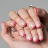GLAMERMAID Press on Nails Short Squoval,Hot Pink French Tips False Nails with Design,24 Pcs Extra Short Glue on Nails UV Glossy Reusable Acrylic Stick on Nails for Women Girls Gift