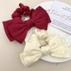 Bow Hair Scrunchies Bow Hair Ties Silk Bow Scrunchie Bowknot Hair Bands Black Bow Hair Elastic Hair Scrunchy for Women Girls Black, Red, Beige (3pcs)