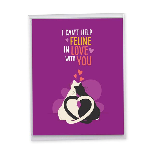 The Best Card Company - Big Happy Anniversary Card (8.5 x 11 Inch) - Cute Animal Cartoon, Humor Greeting - Catty Card J6558DANG