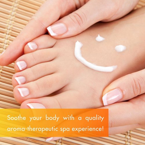 SPA REDI - Body and Foot Cream Mask, Mandarin, 16 Oz - Pedicure Massage for Tired Feet and Body, Hydrating, Fresh Skin - Infused with Hyaluronic Acid, Amino Acids, Panthenol, Comfrey Extract